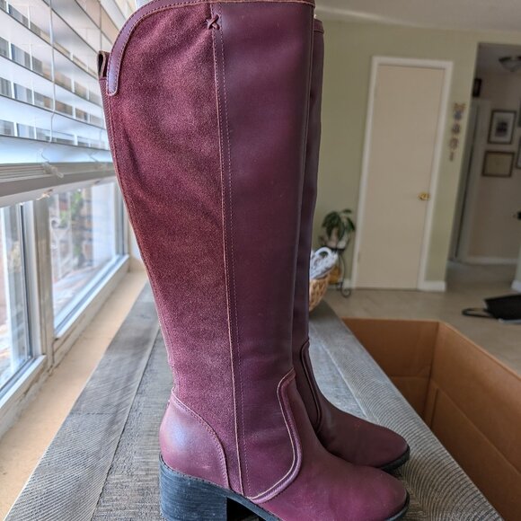 Marc Fisher Shoes - Marc Fisher Suede Leather Boots Calf Burgundy Size 6.5W NWOB
